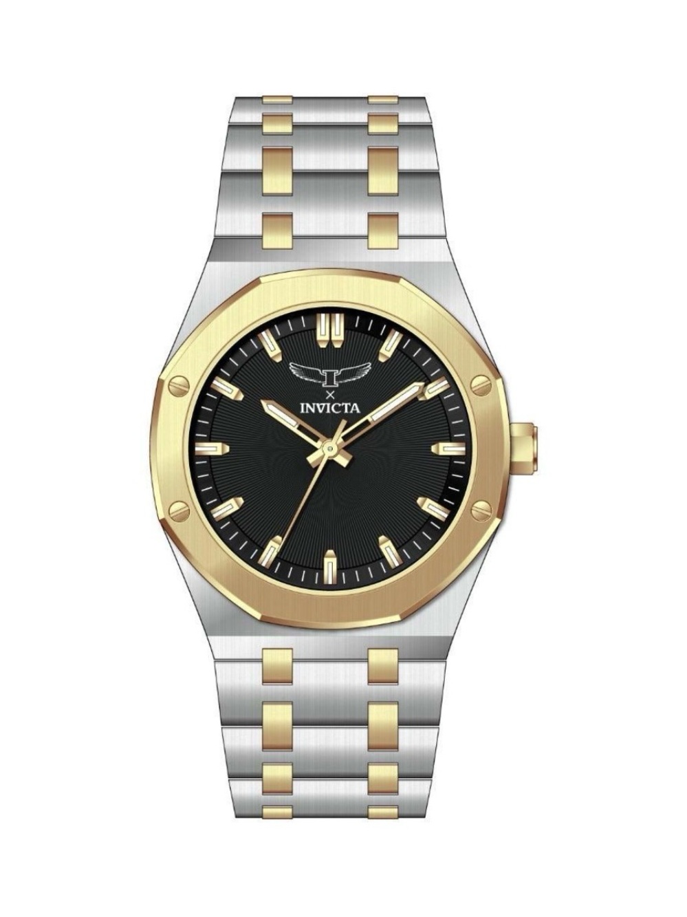 Invicta Two-Tone Gold and Silver Men's Bracelet Watch with Black Dial, 42 mm